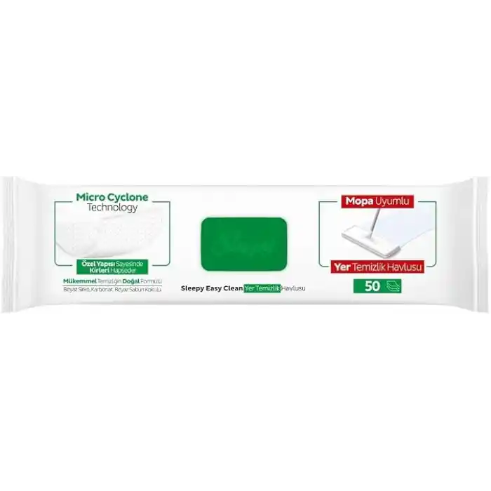 Sleepy Easy Clean Beyaz Sabun Katkılı Mopa Uyumlu Yer Temizlik Havlusu&Mendili 50 Yaprak