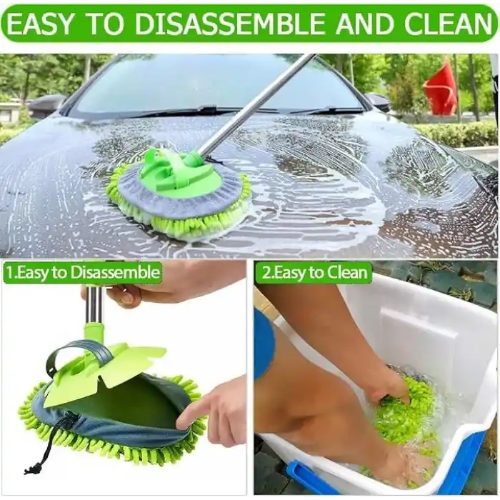 Mayaglory Alüminyum Gövdeli Teleskopik Araç Yıkama Mopu Uzayabilir Saplı Mikrofiber Mop, Yedek Bezli, Çıkarılabilir Başlık, Araba Fırçası,Oto Fırça, Çizmez Kırılmaz (Araba Yıkama Fırcası (OtoMop))