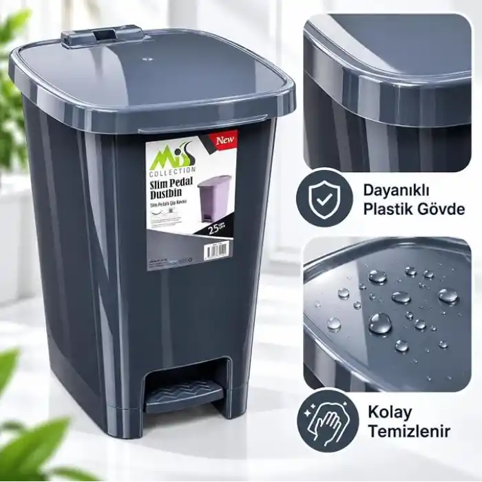 Miss Collection Lüx Serisi Pedallı 25 Litre Çöp Kovası Antrasit