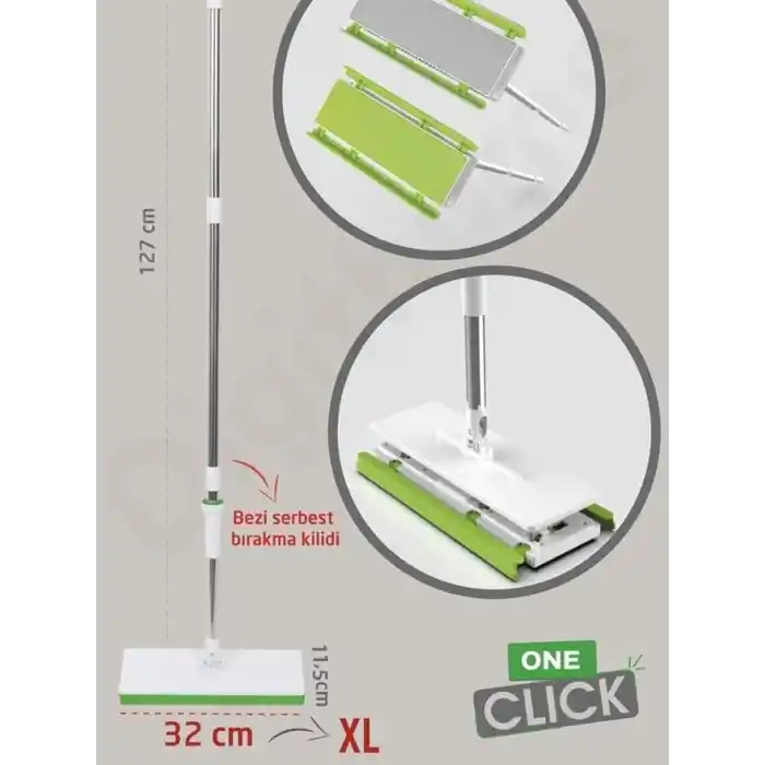 Digithome One Click Akıllı Mop Paleti XL 32cm Tembel Mop El Değmeden Islak Havlu Ve Bez Kullan At Otomatik DGT-101