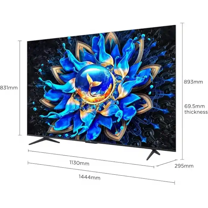 TCL 65 inç Akıllı TV 65T8C 4K QLED Renkli Quantum Crystal HDR10+ Oyun Google TV, 144Hz Doğal Yenileme Hızı, ONKYO 2.1 Hi-Fi Ses Sistemi, Dolby Atmos, DTS Virtual X, MEMC, Game Master (2025 Modeli)