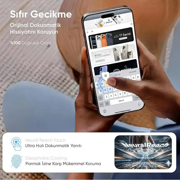 Minesk iPhone 17 Pro Max/18 Pro Max ile Uyumlu Hizalama Aparatlı Takılırken Camın Altında Kesinlikle Toz Bırakmayan Darbelere Karşı Ekstra Güçlü Ekran Koruyucu (Kolay Kurulum, 17 PRO MAX-18 PRO MAX)