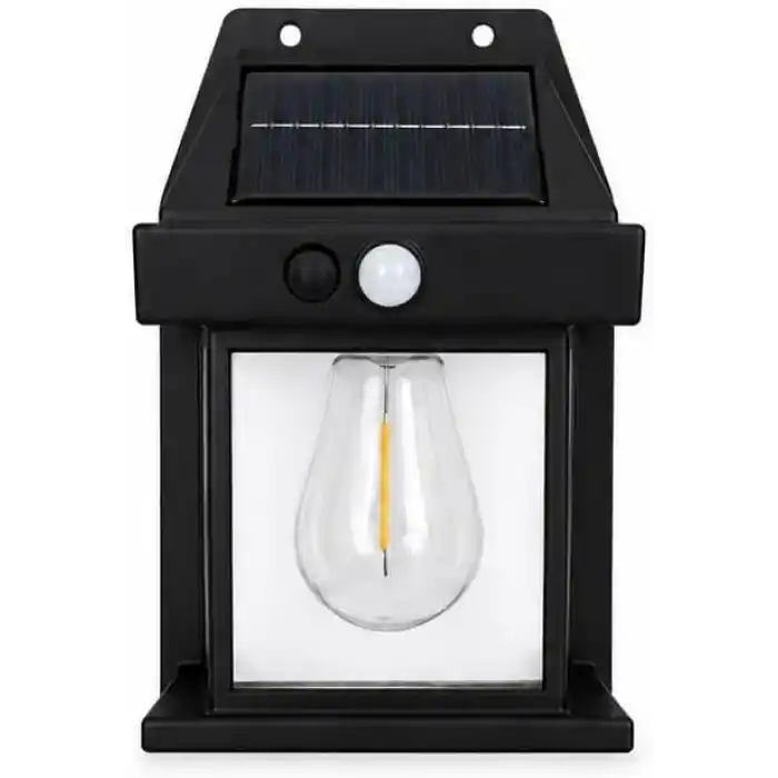 Orret Home Güneş Enerjili Solar Duvar Lambası, Ampul Görünümlü Sıcak Işık, Hareket Sensörlü IP65 Dış Mekan Aplik, Bahçe Balkon Teras Kapı Giriş Aydınlatma
