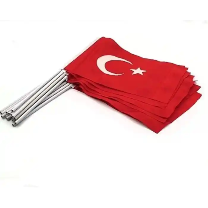 Lona Sanat Sopalı Kumaş Türk Bayrağı (20 X 30) - 10 Adet