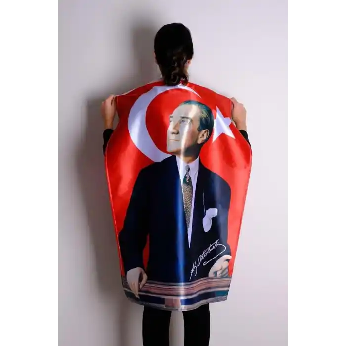 ZC Bayrak Atatürk Baskılı Türk Bayrağı 150x225 cm Raşel Kumaş Dijital Baskı
