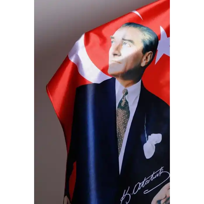 ZC Bayrak Atatürk Baskılı Türk Bayrağı 150x225 cm Raşel Kumaş Dijital Baskı