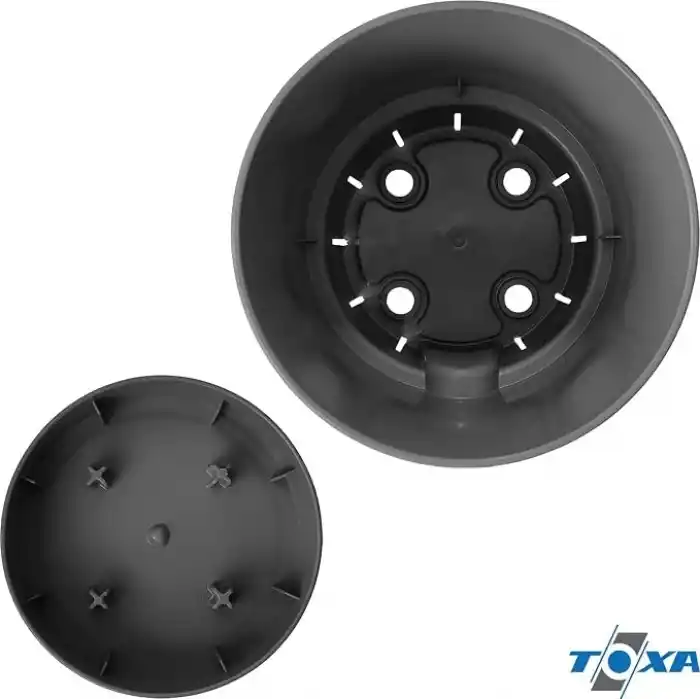 ToXA Begonya Saksı Tabaklı Drenajlı Mat Plastik Çiçek Saksısı (1 Adet, 9 Litre, 25cm, Gri)