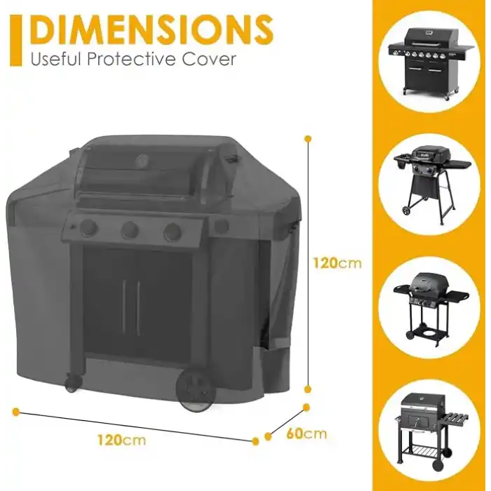 Haegs BBQ Mangal Örtüsü, Gazlı, Kömürlü Grill Koruma Brandası, Su geçirmez, Outdoor Dış Mekan Barbekü Mangal Kılıfı - 120-60-120 cm
