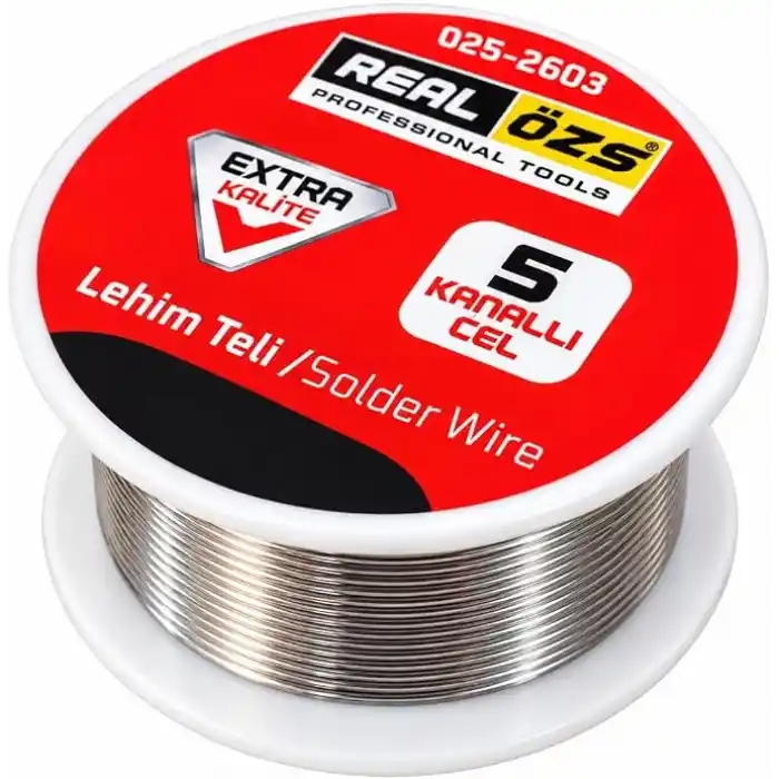 REAL ÖZS Profesyonel Lehim Teli 5 Kanallı 025-2603 Solder Wire Elektronik Devre Kartı Kablo Tamiri, Hobi, Atölye, Teknik Servis ve Elektronik Lehimleme Uygulamaları İçin Lehim Teli Tekli Ürün