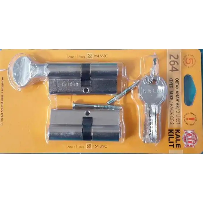 Kale Kilit 264 Ortak Anahtarlı 2li Set (SNC+SMC) Kilit Silindiri, Barel (68 mm)