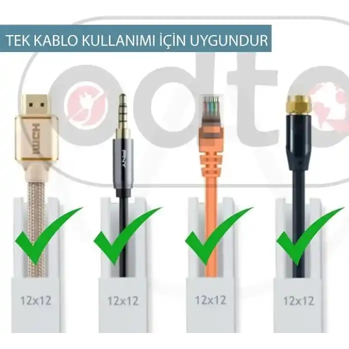 4 Metre (12x12mm) Kendinden Yapışkanlı Kablo Kanalı | 4m (10 Adet x 40cm) Kablo Gizleyici