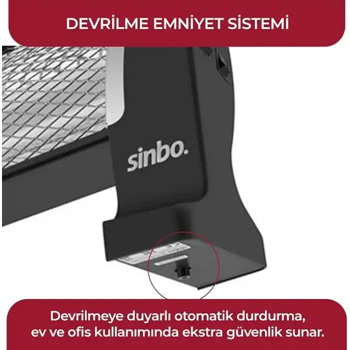 Sinbo SFH-3399 1000W (2x500W) Quartz Isıtıcı | 2 Kademeli Isı Ayarlı, Devrilme Emniyetli, Masa ve Yer Tipi Hızlı Isıtıcı