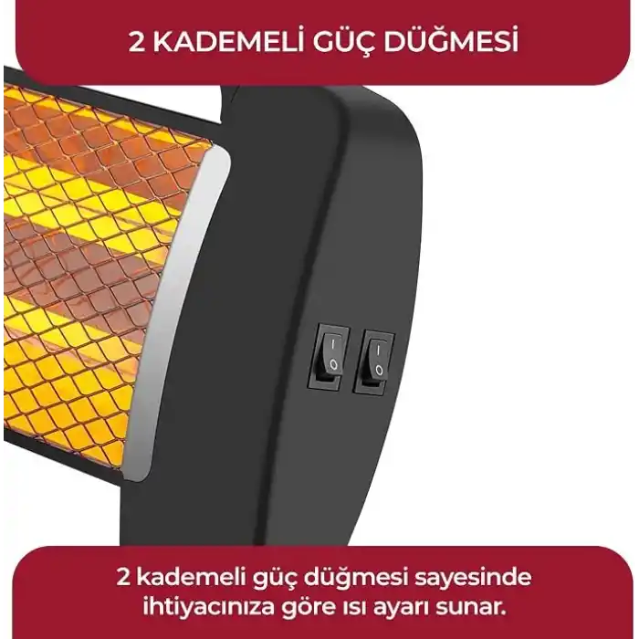 Sinbo SFH-3399 1000W (2x500W) Quartz Isıtıcı | 2 Kademeli Isı Ayarlı, Devrilme Emniyetli, Masa ve Yer Tipi Hızlı Isıtıcı