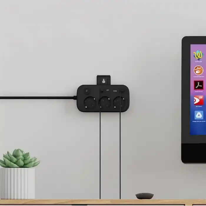 SMAYLİNG 3lü Priz + 4 USB (2 Type-C + 2 USB-A) Çoklayıcı | Duvara Monte Edilebilir, Aç/Kapa Anahtarı, Akım & Kısa Devre Koruma, Yüksek Güç