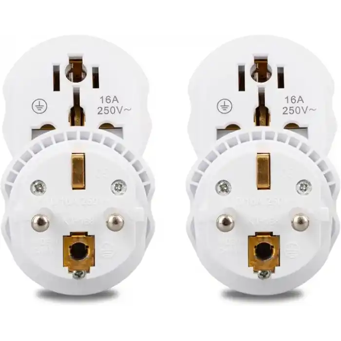 Amber LED Amerikan ve İngiliz Fişi Dönüştürücü Adaptör 16A 250V Seyahat Tipi Universal Çevirici Priz Kompakt Tasarım (3 Adet)