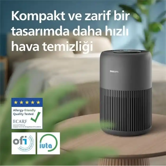 Philips 900 Serisi Hava Temizleyici, 65 M2ye Kadar Etkili, HEPA ve Aktif Karbon filtresi, 250 m3/sa temiz hava hızı (CADR), AC0951/13
