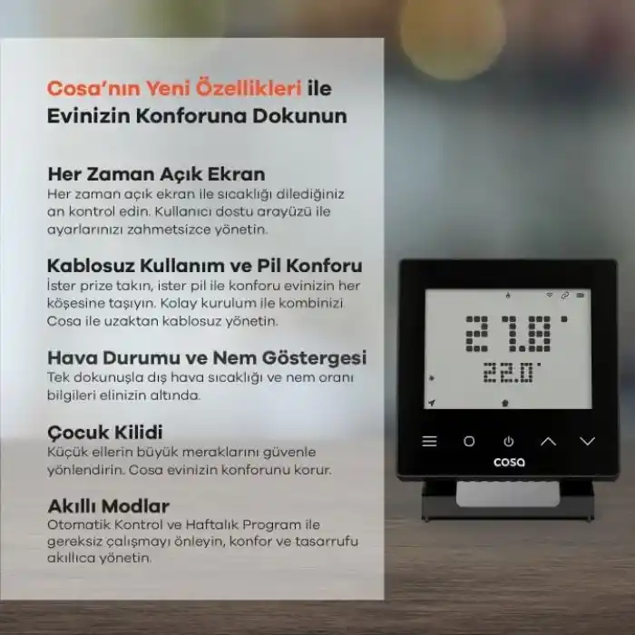 Cosa Akıllı Oda Termostatı Kablosuz Kombi Kontrolü v5 Wi-Fi