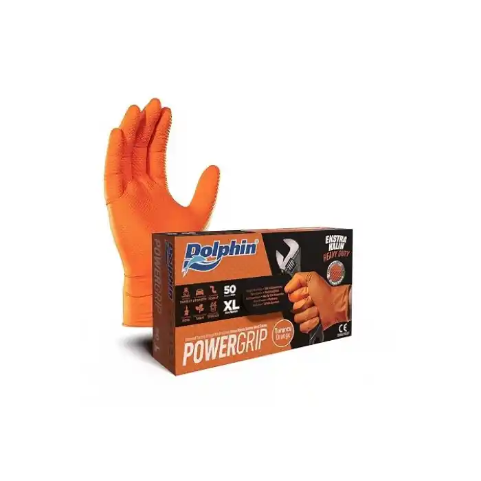 Dolphin PowerGrip Turuncu Nitril Eldiven XL Beden
