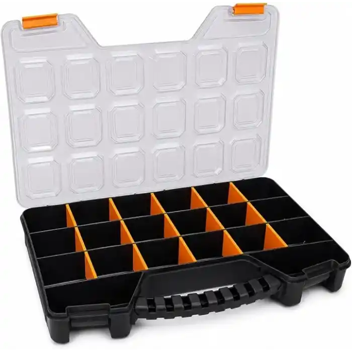 Orret Home XL Boy Çok Amaçlı Organizer Kutu, Ayarlanabilir Bölmeli Vida Somun Dübel Kutusu, Takı Boncuk Toka Hobi Organizeri, Takım Çantası, Şeffaf Kapaklı Taşıma Kutusu (XL)