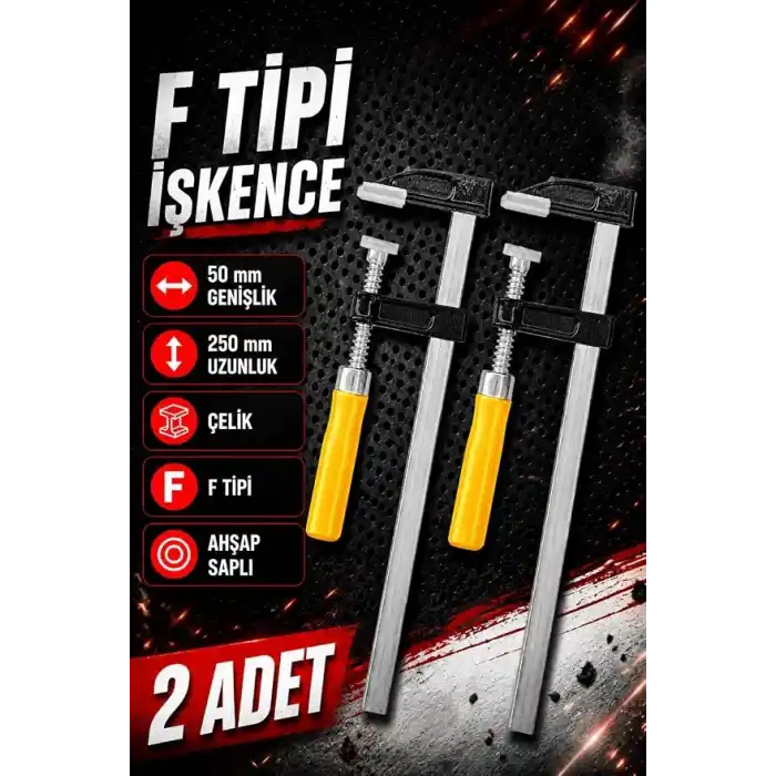 Zephoo 2 Adet Çelik F Tipi Mobilyacı Işkencesi 50x250mm Ile 50x250 mm Marangoz F Kelepçesi