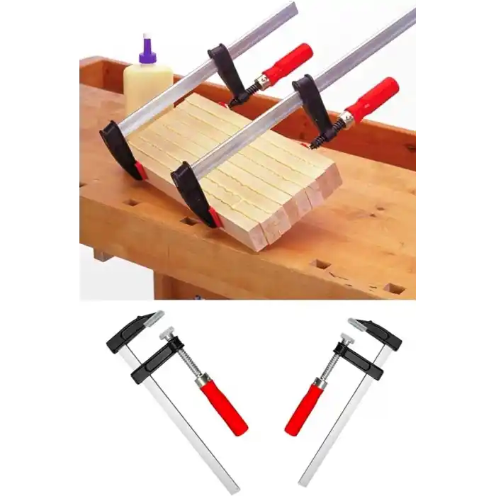 Zephoo 2 Adet Çelik F Tipi Mobilyacı Işkencesi 50x250mm Ile 50x250 mm Marangoz F Kelepçesi
