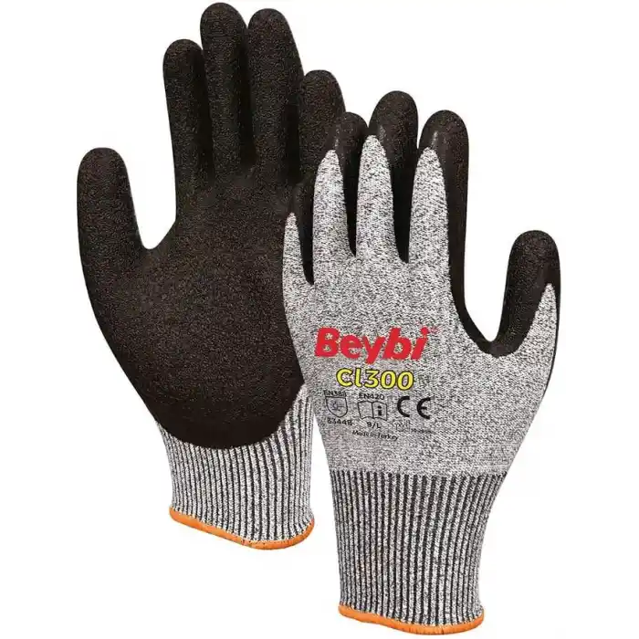 Beybi GKMPWXYZ_3d58a3 CL300 Lateks Kaplı Kesilmeye Dirençli Eldiven Çift NO 9
