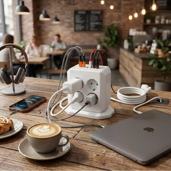 Hasuba Dik Priz Kulesi Vertical Smart Power Socket - Akım Korumalı, 2500W Çoklu Priz Çoklayıcı, 8 EU Priz Girişi ve 4 USB ve 2 Type-C Portlu, 2M Kablo, Aşırı Yük Korumalı Grup Priz 332