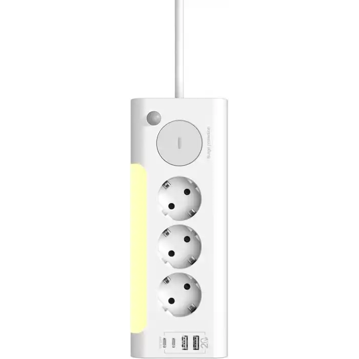 S-link PRZ06 3 Soketli 2 USB 2 TYPE-C PD20 2M 306 Joule Tam Bakır Kablolu Beyaz Akım Korumalı Priz
