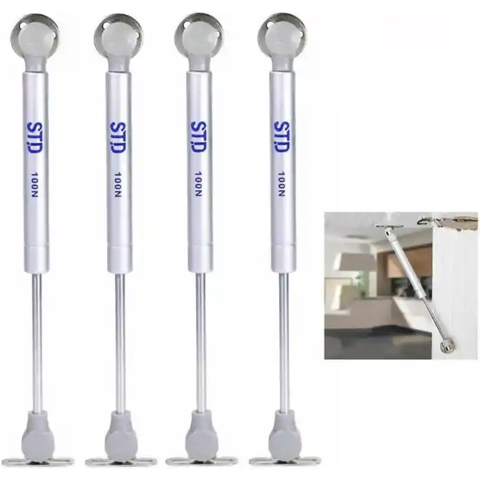 Dolap Amortisörü, Mutfak Dolabı Kapak Pistonu, 100N, 27cm, Yumuşak Kapanma, Kolay Montaj, 4 Adet