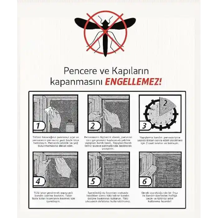 Pratik Sineklik Hazır Tül Sineklik Tek Kanat 75 cm x 125 cm, Kapı ve Pencere Uyumlu Pimapen için Böcek Ve Sinek Engelleyici Tül, 4 metre Yapıştırma Bantlı