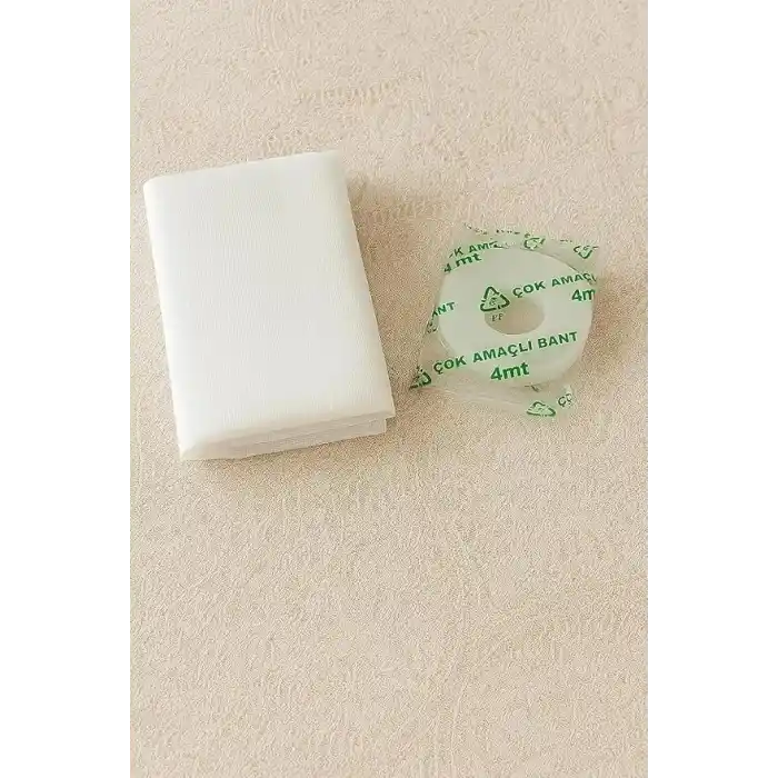 Pratik Sineklik Hazır Tül Sineklik Tek Kanat 75 cm x 125 cm, Kapı ve Pencere Uyumlu Pimapen için Böcek Ve Sinek Engelleyici Tül, 4 metre Yapıştırma Bantlı