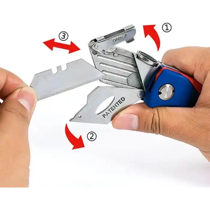 WORKPRO WP211006 Ağır Hizmet Paslanmaz Çelik Gövde Katlanır Rötuş Maket Bıçağı + 6 Adet Yedek Bıçak