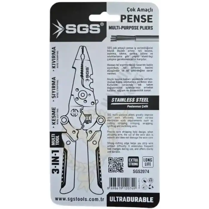 ÇOK AMAÇLI ELEKTRİKÇİ PENSE 3 in 1 SGS2074