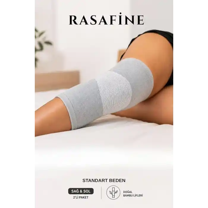 Bambu Sporcu Dizliği, 2li Paket (Sağ & Sol), 4 Yönlü Kompresyon, Nefes Alabilir Esnek Örgü Kumaş, Unisex Günlük ve Spor Dizliği, Gri, Standart Beden