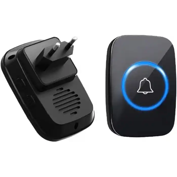 Kablosuz Kapı Zili 2 Buton 1 Alıcı Led Işıklı 300 Metre Mesafe 60 Melodi Ev Ofis Depo