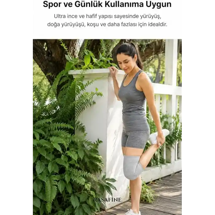 Bambu Sporcu Dizliği, 2li Paket (Sağ & Sol), 4 Yönlü Kompresyon, Nefes Alabilir Esnek Örgü Kumaş, Unisex Günlük ve Spor Dizliği, Gri, Standart Beden