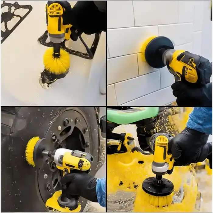 Busstier Matkap Ucu Temizleme Fırça Seti 3lü Çok Amaçlı Temizlik Fırça Seti Matkap Ucuna Takılan Sert Kıllı Fırçalar Banyo Fayans Küvet Lavabo Halı ve Araba Temizliği İçin