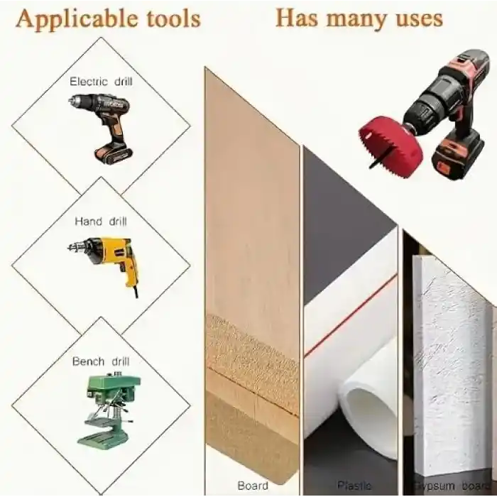 AEE® 11 Parça Buat Açma Panç Seti Duvar Ahşap Plastik Kartonpiyer Daire Delik Açma Aparatı Aleti Matkap Ucu Delici Testere