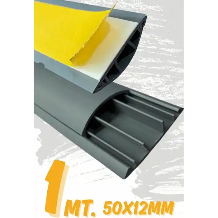 1m Kendinden Yapışkanlı 50x12mm Gri Balık Sırtı Kablo Kanalı (1 Metre)