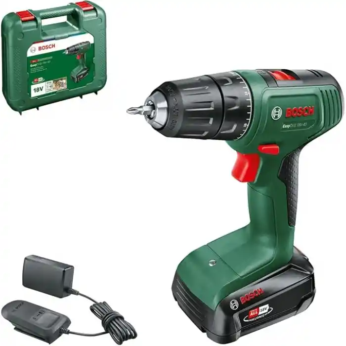 Bosch Home and Garden EasyDrill 18V-40 akülü vidalama makinesi (ahşap, metal ve plastik üzerine vidalama veya delme; 18 Volt sistem; 1 x akü 2,0 Ah; çanta içinde)