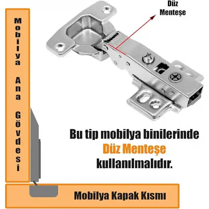 Samet 1 ÇİFT Master Frenli Dolap Kapak Menteşesi Pistonlu Düz Tas Menteşe