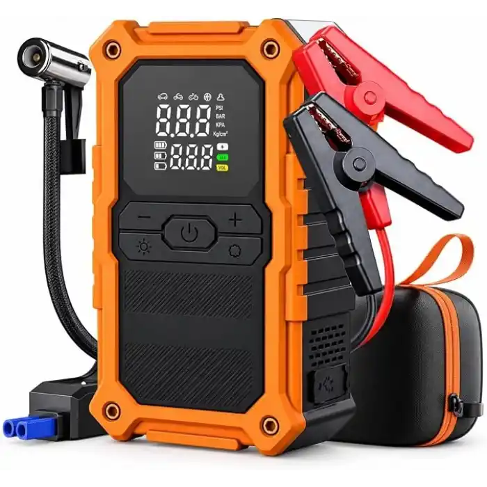 ENSHALL 24.000mAh Şarjlı Akü Takviye Cihazı Çantalı 2000A Tepe Akımlı Oto Hava Kompresör Powerbank