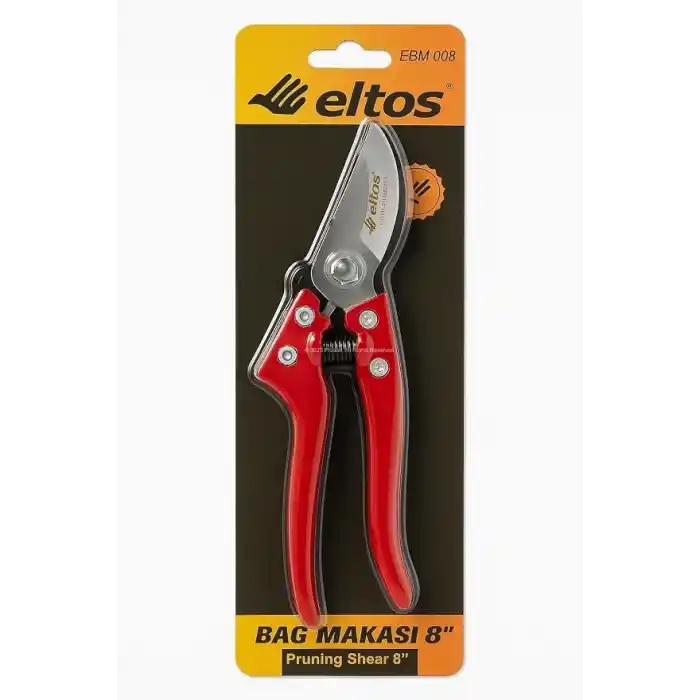 Eltos Profesyonel Bağ Makası, 8, 65MN Karbon Çelik Bıçaklı, Polipropilen Saplı, Bypass, Ergonomik, Budama, Dal Kesme Aleti, Bahçe, Çiçek, Bitki Budayıcı