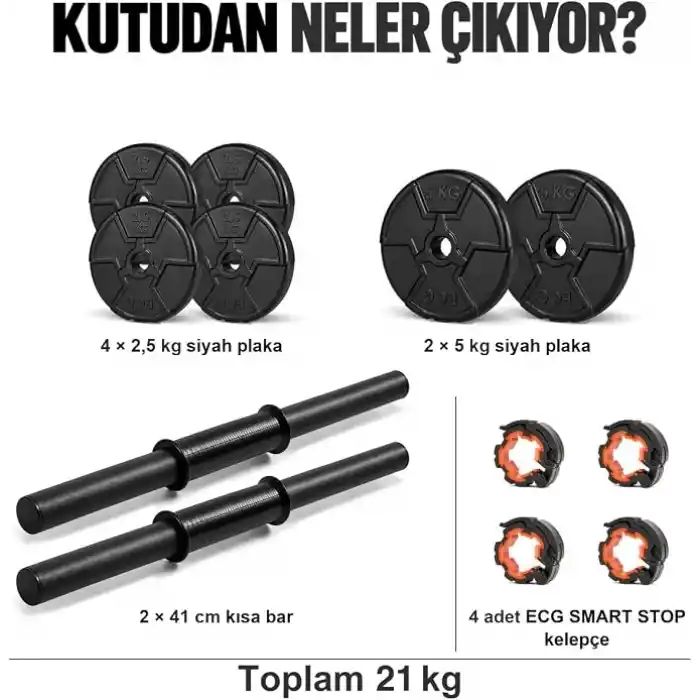 Ecgspor 20 KG Dambıl Seti ve Ağırlık Seti Vücut Geliştirme Aleti