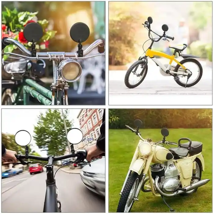 2 ADET Geniş Açı Bisiklet -Scooter Gidon Aynası - Dikiz Aynası Bisiklet Aksesuarı Bisiklet Ayna