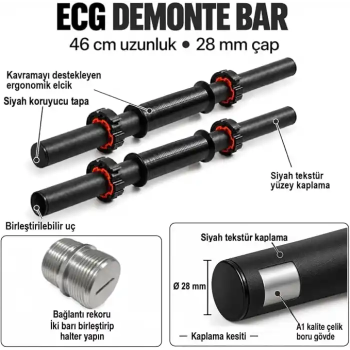 Ecgspor 22 KG Multifonksiyonel Halter ve Dambıl Seti - Ağırlık Fitness