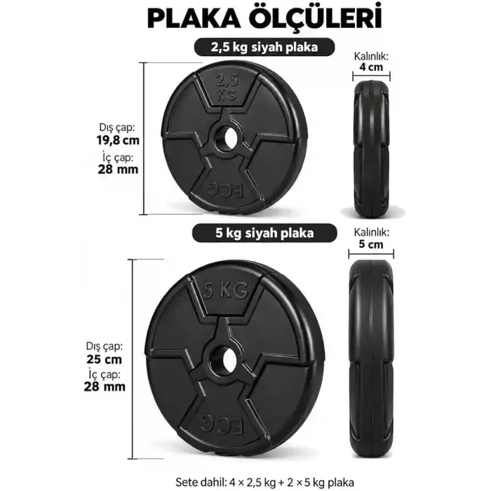 Ecgspor 22 KG Multifonksiyonel Halter ve Dambıl Seti - Ağırlık Fitness
