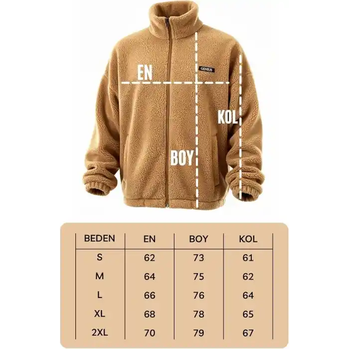 Oversize Peluş Erkek İçi Polarlı Tam Fermuarlı Sherpa Sonbahar Kış Kadın Polar Sweatshirt OVERSIZE-PELUS (Lacivert, M)