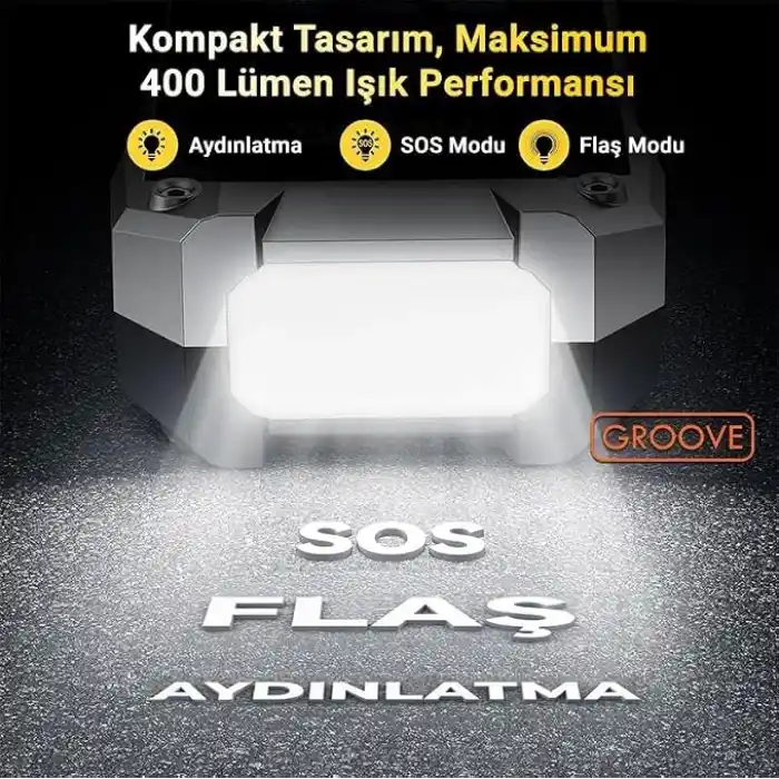 Groove F04 21800 mAh, 6000A Tepe Akımı Profesyonel Akü Takviye Cihazı + Lastik Şişirme Kompresörlü Taşınabilir Jump Starter Dizel ve Benzinli Araçlar İçin