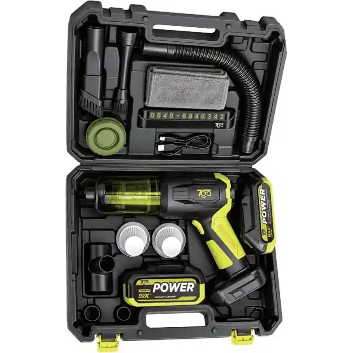 7Go 7Gab-04 25.000 Pa Şarjlı Araç Süpürgesi Ve Hava Üfleme Makinesi – 90.000 Rpm Fırçasız Motor, 2S